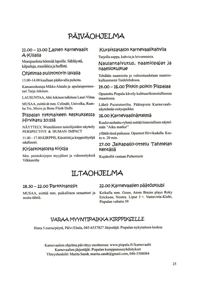 Pispalan Karnevaalit, mainos 2007 (oikea puoli)