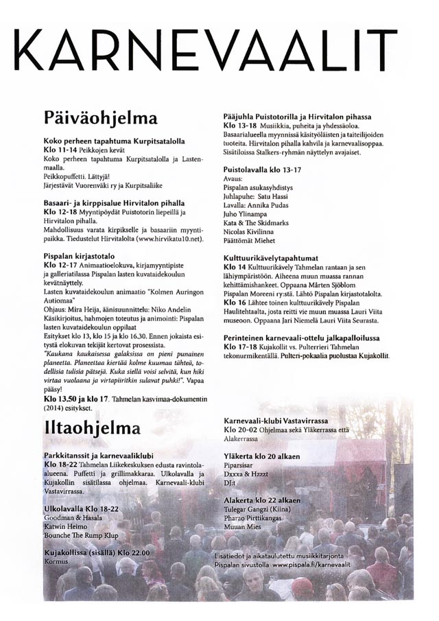 Pispalan Karnevaalit, mainos 2014 (oikea puoli)