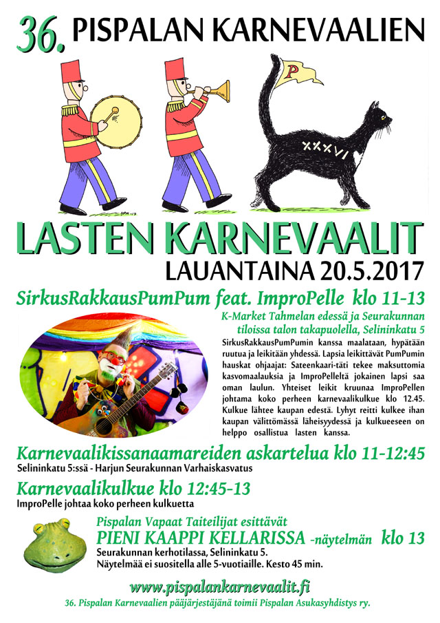 Pispalan Lasten Karnevaalit lauantaina 20.5.2017